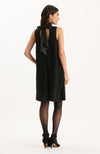 Cleo Ponte Satin Trim Dress - Black