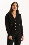 Mallory Gold Button Cardigan - Black