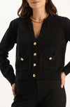 Mallory Gold Button Cardigan - Black
