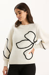 Millie Etched Mock Neck Sweater - White