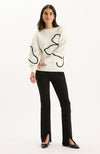 Millie Etched Mock Neck Sweater - White
