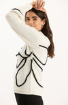 Millie Etched Mock Neck Sweater - White