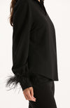 Erin Ponte Feather Sleeve Top - Black