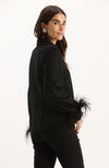 Erin Ponte Feather Sleeve Top - Black