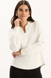 Erin Ponte Feather Sleeve Top - Ivory