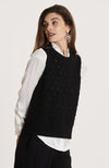 Pearl Pointelle Vest - Black