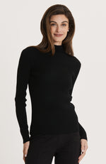 Terry Ribbed Turtleneck - Black