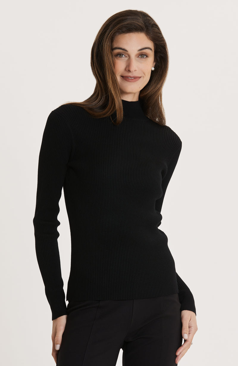 Terry Ribbed Turtleneck - Black