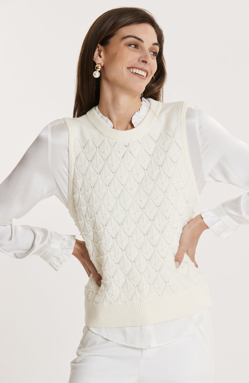 Pearl Pointelle Vest - Ivory
