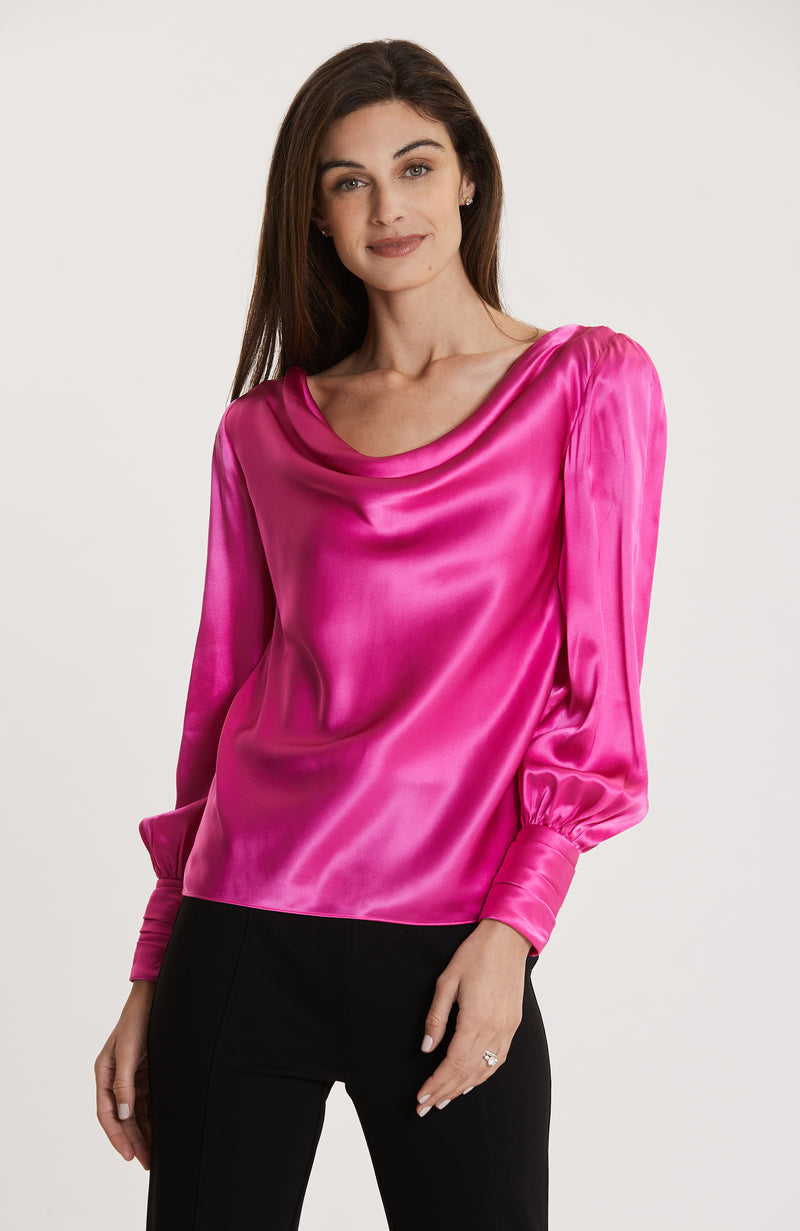 Olivia Charmeuse Top - French Pink