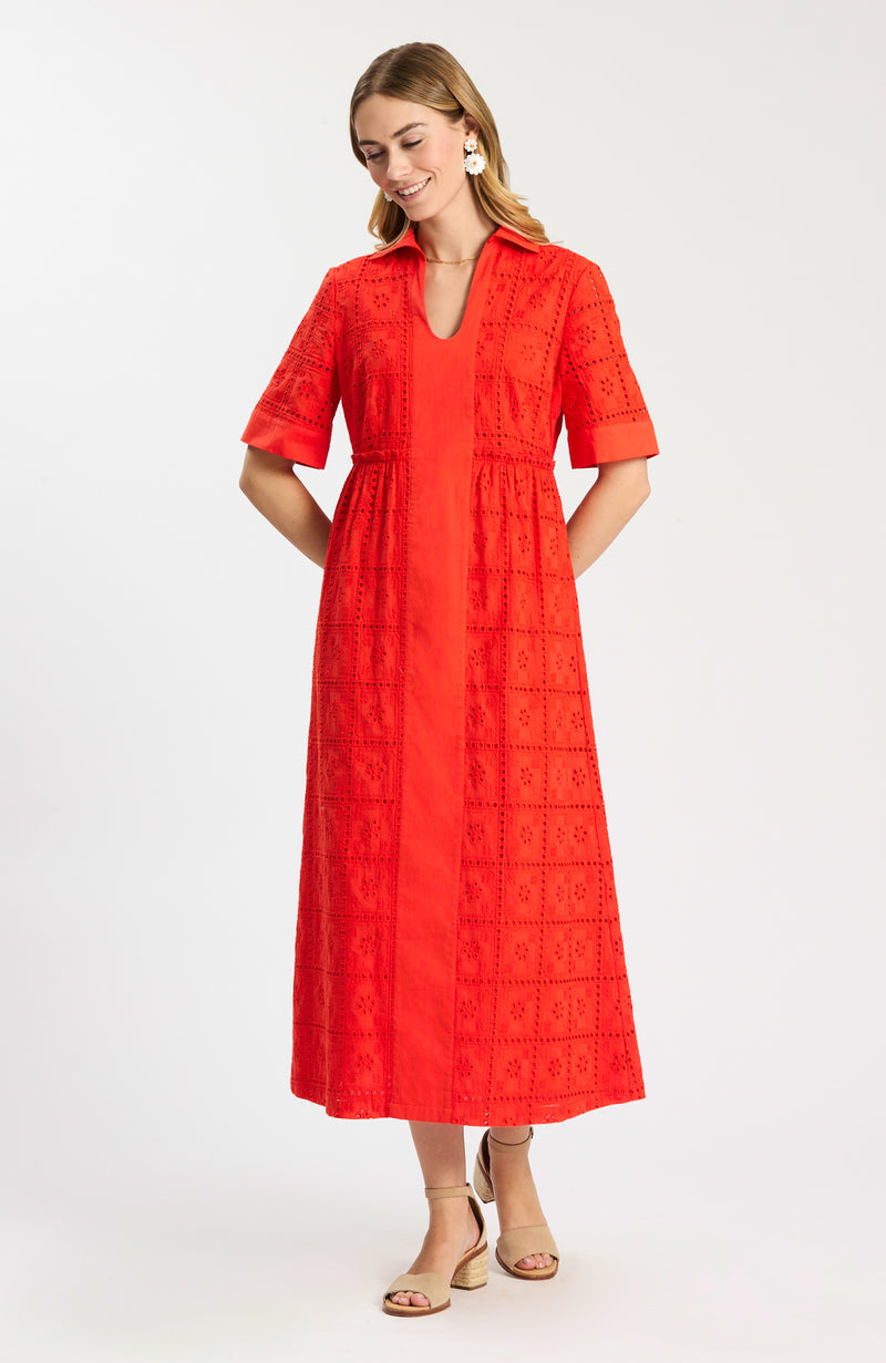 eyelet maxi dress with sleeves Tyler Boe Lane Cotton Eyelet Maxi (Grenadine, S)