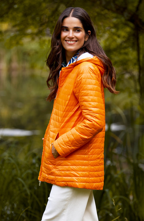 Martha Reversible Puffer Jacket - Mandarin Orange