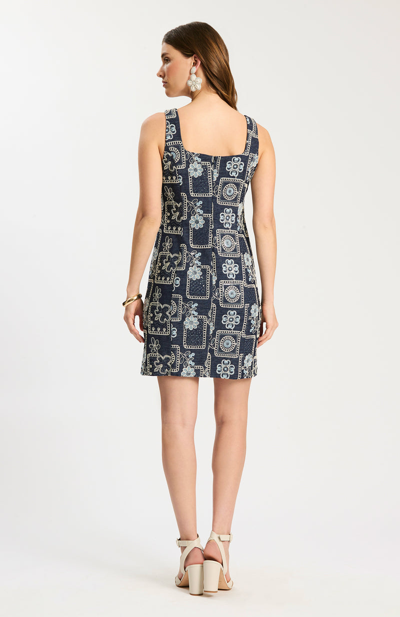 Pamela Embroidered Denim Dress
