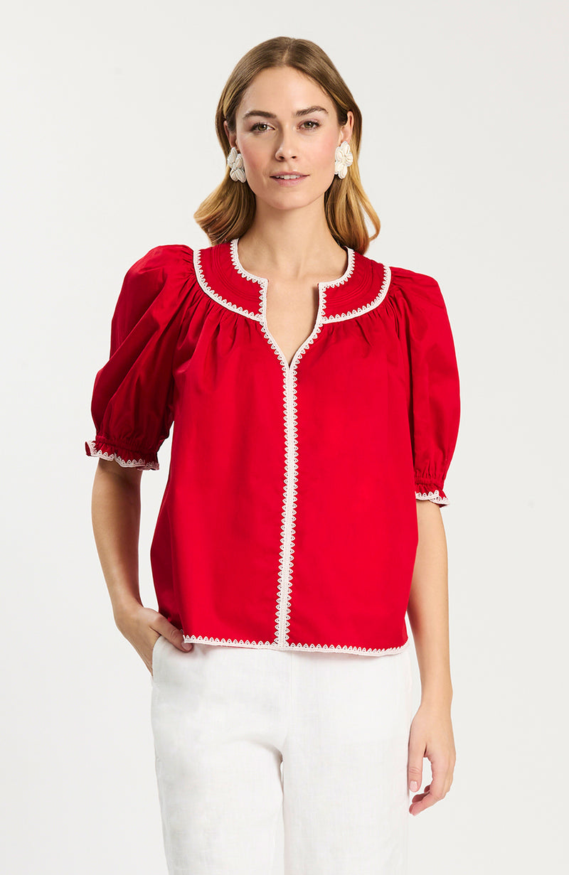Lara Trimmed Collar Top - Salsa – tyler böe