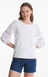 Ellie Knit Embroidered Tee - White