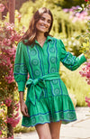 Christy Embroidered Skimmer Dress - Kelly Green