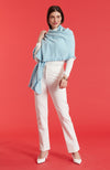 Cashmere Ruffle Wrap - Sea Blue