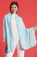 Cashmere Ruffle Wrap - Sea Blue