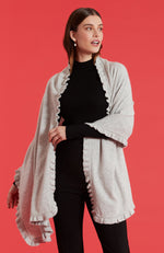 Cashmere Ruffle Wrap - Heather Grey