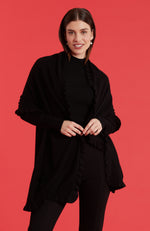 Cashmere Ruffle Wrap - Black