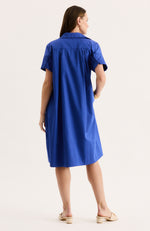 Addie Cotton Midi Shirtdress - Dazzling Blue