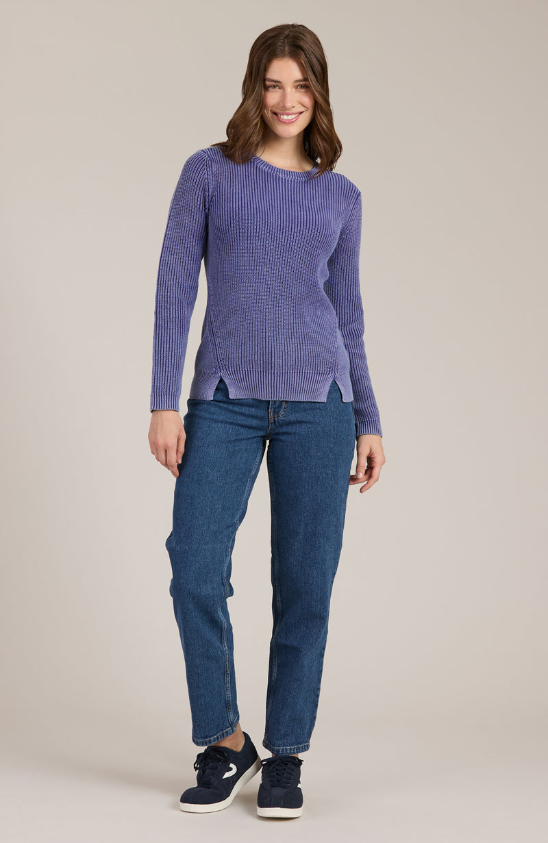 Mineral Wash Crew Neck Sweater - Violet