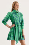 Christy Embroidered Skimmer Dress - Kelly Green