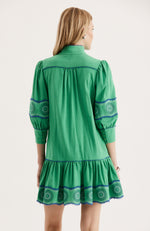 Christy Embroidered Skimmer Dress - Kelly Green