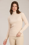 Cotton Cashmere Ribbed Turtleneck - Flax