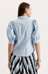 Dana Pleated Shoulder Shirt - Light Blue