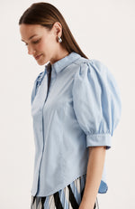 Dana Pleated Shoulder Shirt - Light Blue