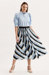 Cara Fortuni Skirt - White Blue Black Stripes