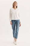 Mineral Wash V Neck Sweater - White