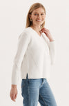 Mineral Wash V Neck Sweater - White