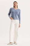 Mineral Wash V Neck Sweater - Dazzling Blue