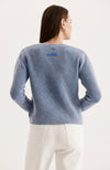 Mineral Wash V Neck Sweater - Dazzling Blue