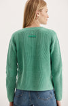 Mineral Wash V Neck Sweater - Kelly Green