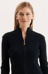 Cotton Ribbed Cardigan - Navy