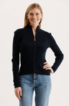 Cotton Ribbed Cardigan - Navy