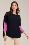 Cashmere Color Block Capelet - Navy