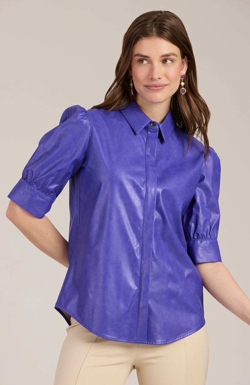 Alice Vegan Leather Shirt - Violet