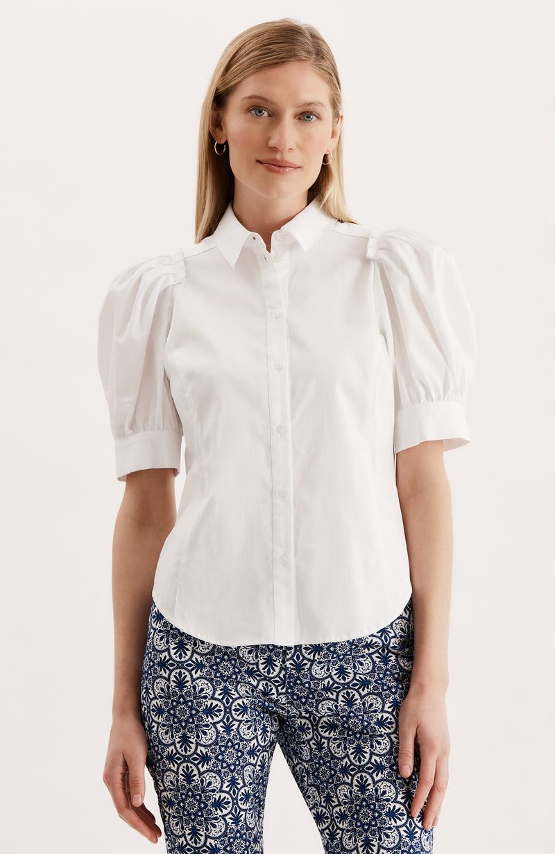 Dana Pleated Shoulder Shirt - White