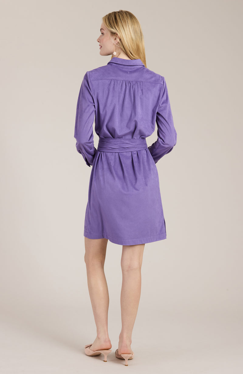 Ziva Faux Suede Shirtdress - Light Violet