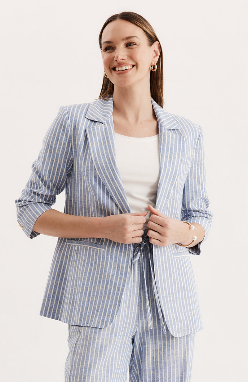 Cooper Striped Blazer - Navy