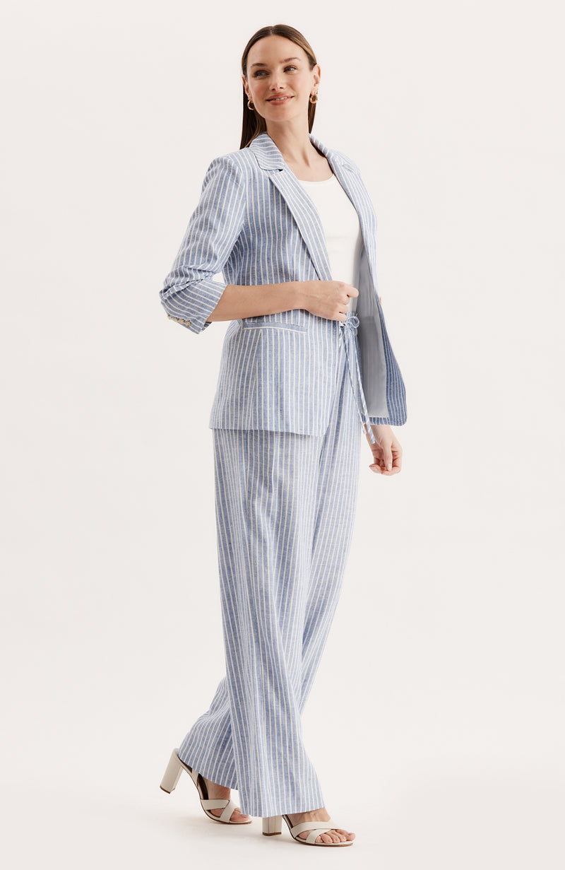 Cooper Striped Blazer - Navy