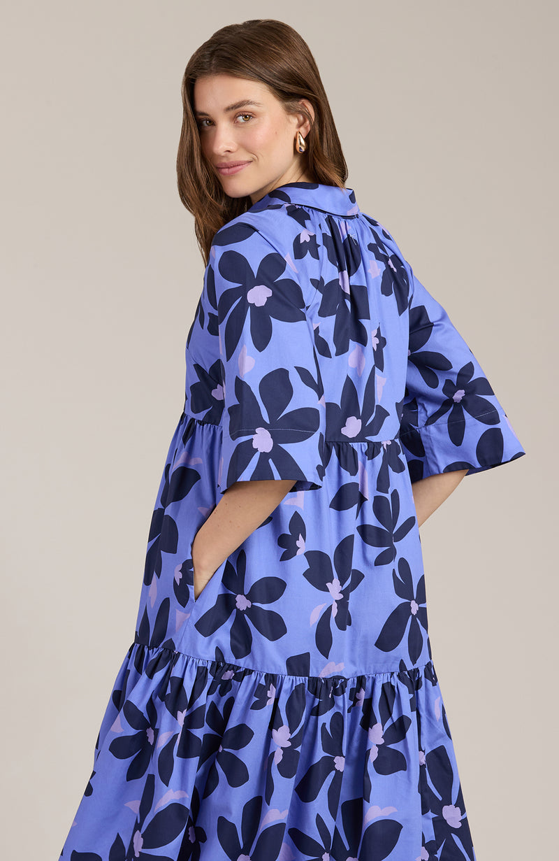 Cara Moonlit Floral Midi Dress - Moonlit Floral