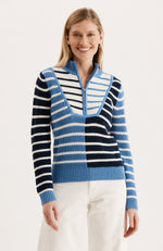 Longboat Shaker Striped Sweater - Blue White Stripes