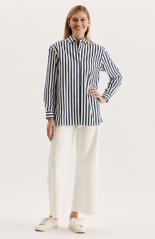 Natalie Stripe Shirt - Navy