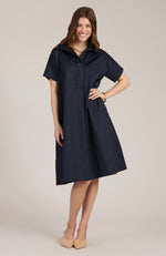 Addie Midi Shirtdress - Navy