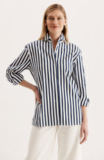 Natalie Stripe Shirt - Navy